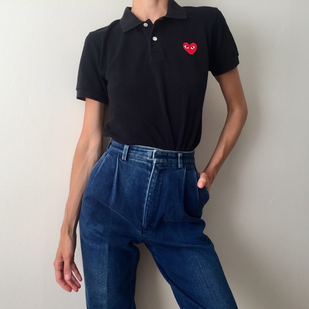 Comme des Garçons Heart Embroidery Polo Shirt Small